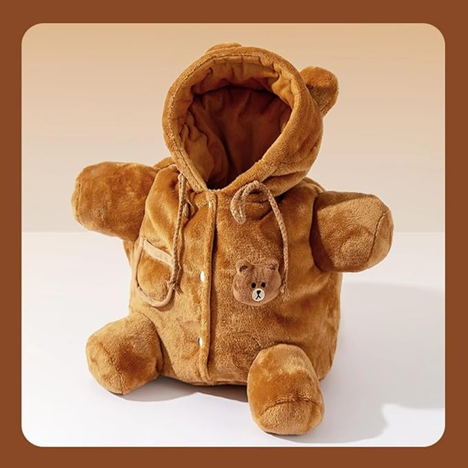 Cat Puppy Costume Plush Outing Backpack Cute Bear Bee Design Anti-Escape Bag for Kitten Cat Small Dog (Bear,Small)