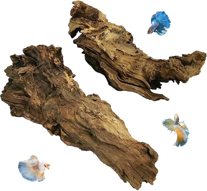 kathson Large Natural Aquarium Driftwood Reptiles Branches Terrarium Ornament Sinkable Wood Decor Trunk Fish Tank Log Habitat Decoration (13"-17")
