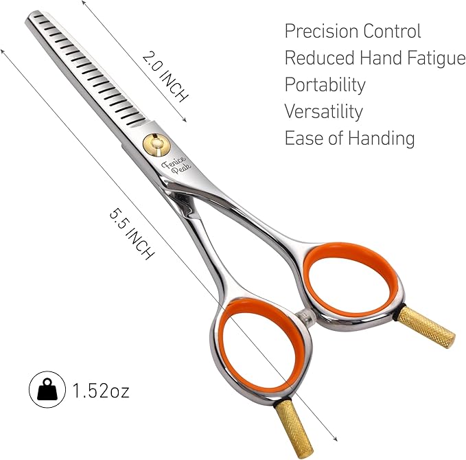 Fenice Peak 5'' Small Thinning Scissors Lightweight Dog and Cat Grooming Scissors with Safety Round Tip JP440C Stainless Steel Sharp Blades for Body Facial Nose Ear and Paw Hair Easy Use