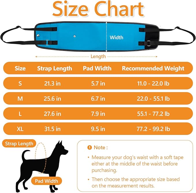 Dog Lift Harness Dog Sling for Large Dogs, Portable Dog Carrier Sling for Back Legs, Ajustable Hip Support Harness for Weak Rear Leg, Assist Senior Disabled Joint Injuried and After ACL