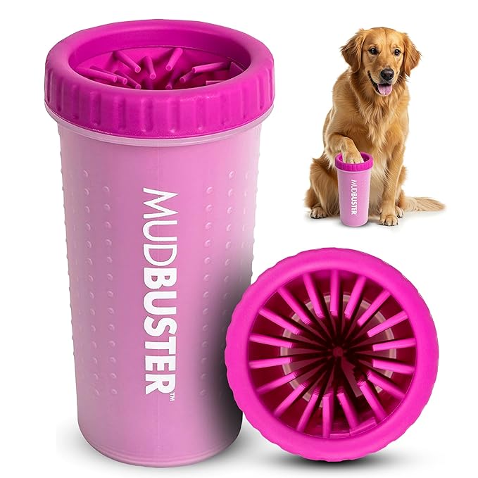 Dexas MudBuster Portable Large Dog Paw Cleaner, Fuchsia - Premium Pet Supplies and Accessories