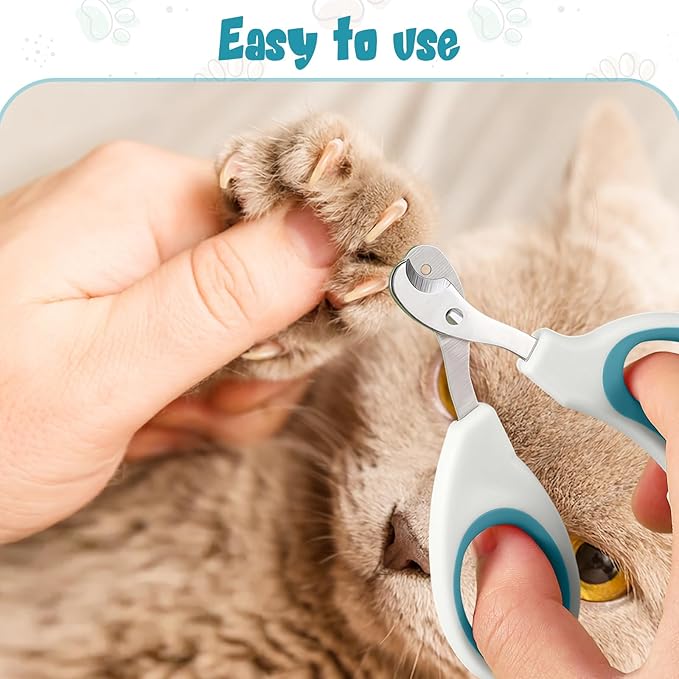 Cat Nail Clipper, Durable Stainless Steel Cat Nail Trimmer with Sharp Blade and Anti-Slip Handle, Professional Small Animal Claw Clippers for Cats Kittens Dogs Rabbits Guinea Pigs