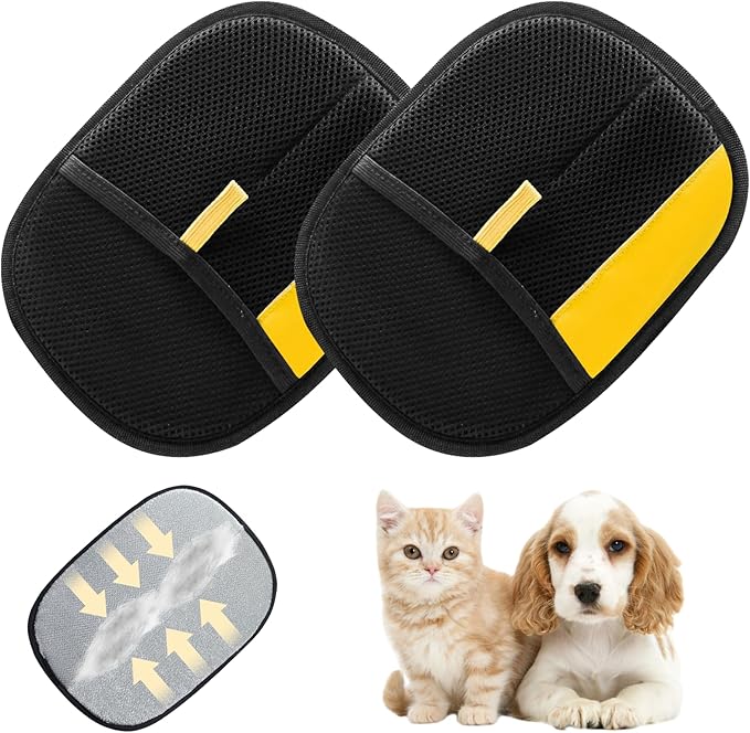 Atsy Pet Hair Removal Glove for Cats & Dogs,Electrostatic Pet Hair Removal Gloves,Reusable Pet Hair Removal Tool,Cat Grooming Gloves for Hair Removal for Couch, Furniture, Carpet, Curtain(2PCS)