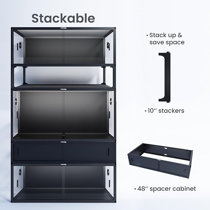 120 Gallon Bearded Dragon Tank,48" x 24" x 24" Reptile Tank with Sliding Door Top Screen Ventilation, Front Opening Reptile Enclosure for Easy Maintenance