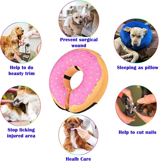 Katoggy Inflatable Dog Cone Collar for Dogs & Cats - Soft, Adjustable Blow-up Donut E-Collar for Small, Medium & Large Pets