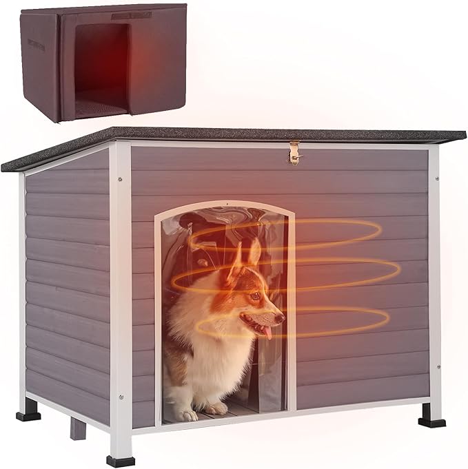Aivituvin Insulated Dog House for Winter Outdoor Dog Kennel with All-Around Iron Frame- 100% Insulated Guarantee