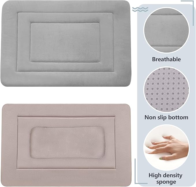 JoicyCo Soft Dog Crate Bed Pad Mat, 42 in Non-Slip Bottom Washable for Large Dogs, Pet Mattress Kennel Pad, Clay Gray