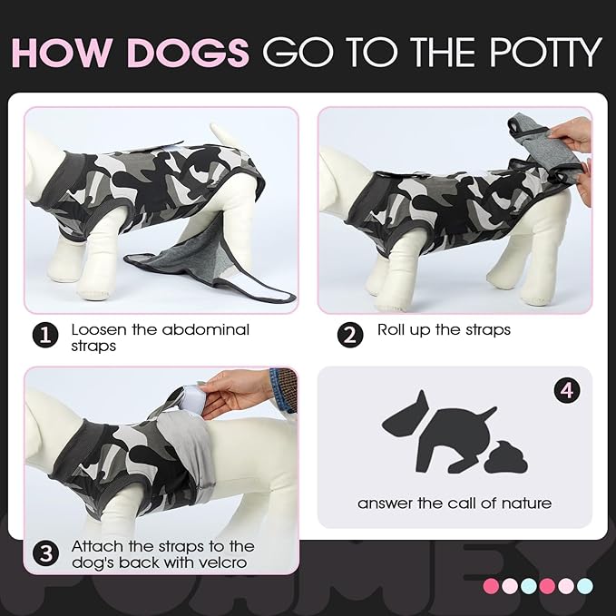FUAMEY Dog Recovery Suit Male,Dogs Surgery Neuter Suits Puppy Spay Shirts for Female Protect Dog's Skin Anti Licking Abdominal Wounds Doggie Onesie Pet Bodysuit Alternative to Cone Grey Camouflage XS