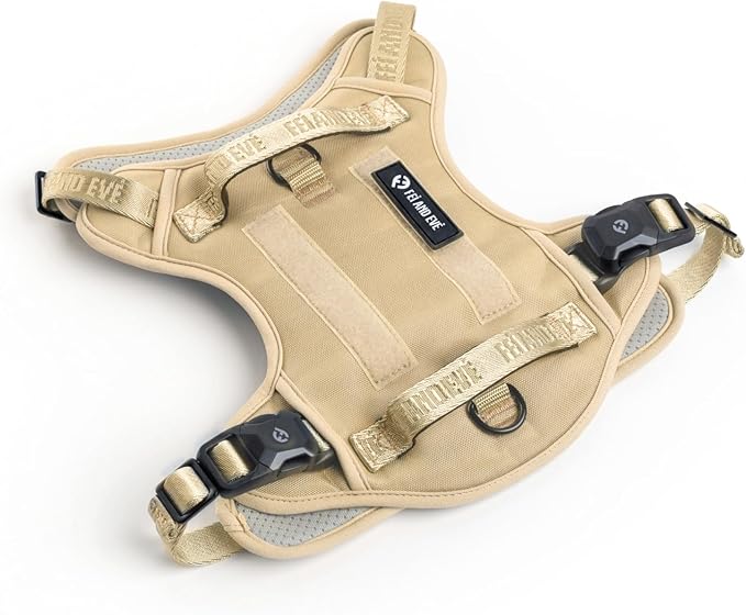 2025 New Edition, Fei & Eve MagEase Dog Harness - 3-Second Magnetic Buckles | 3-Point No-Pull Control | Heavy-Duty 900D Nylon | Dual Safety Handles | Breathable Mesh | Adjustable Fit, Medium,Champagne