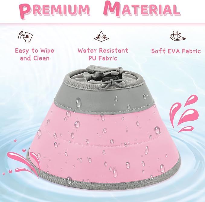 Cat Cone Collar Soft to Stop Licking, Adjustable, Foldable Lightweight Kitten Cones After Surgery Recovery for Cats & Kittens, Cat Cone Alternative (Solid Pink, M)