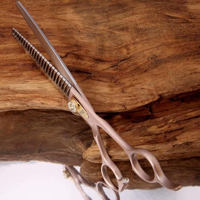 Fenice Peak Thinning Shears for Dogs and Cats Pet Grooming Scissors Chunkers Shears 440C Stainless Steel Professional Dog Trimming Scissors 7''