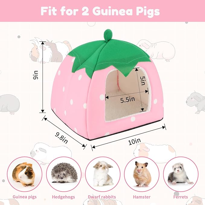 BWOGUE Guinea Pig House Bed Cozy Hamster Cave Large Hideout for Dwarf Rabbits Hedgehog Bearded Dragon Winter Nest Hamster Cage Accessories