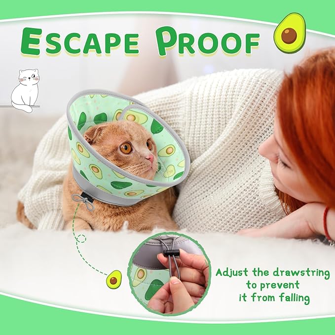 Cat Cone Collar Soft to Stop Licking, Adjustable, Foldable Lightweight Kitten Cones After Surgery Recovery for Cats & Kittens, Cat Cone Alternative (Light Green, M)