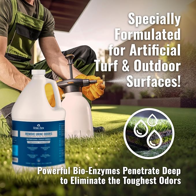Pet Odor Eliminator – Ready-to-Use 1 Gallon | Powerful Bio-Enzyme Cleaner for Dog & Cat Urine Smell on Artificial Grass, Carpet, Tile, Rugs & More | Pet & Kid Safe