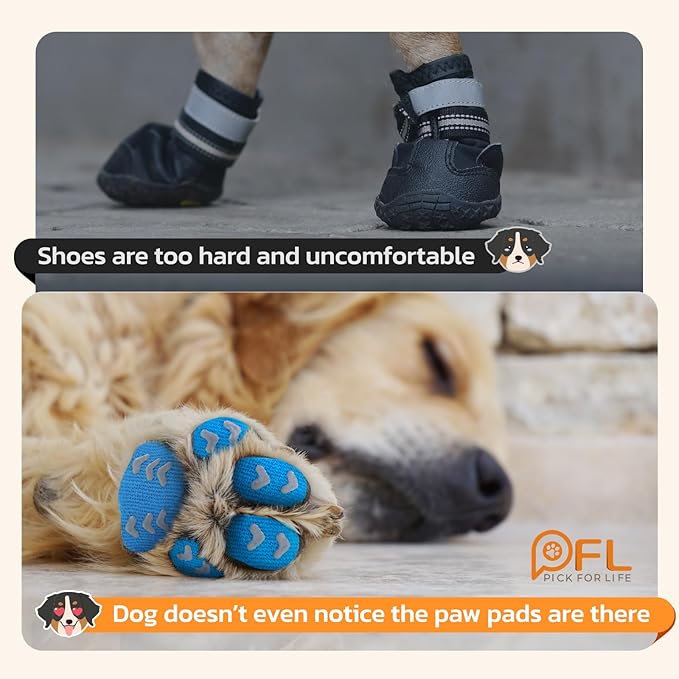 Anti-Slip Dog Paw Protector Pads for Senior Dogs, Dog Paw Blue Stickers with Strong Traction on Hardwood Floor, Dog Essentials,12sets(48pcs) S(4-10lbs)
