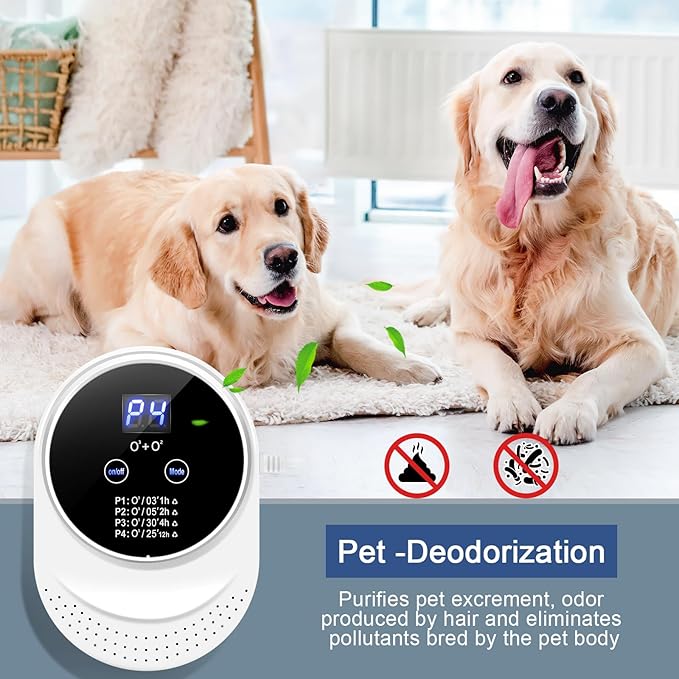Ozone Odor Eliminator for Strong Odor 99% Cat Litter Deodorizer Dog Poof Odor Removal Home Plug in Air Purifier for Bedroom Toilet Kitchen Pets Shoe Smoke Car Formaldehyde Air Freshener White
