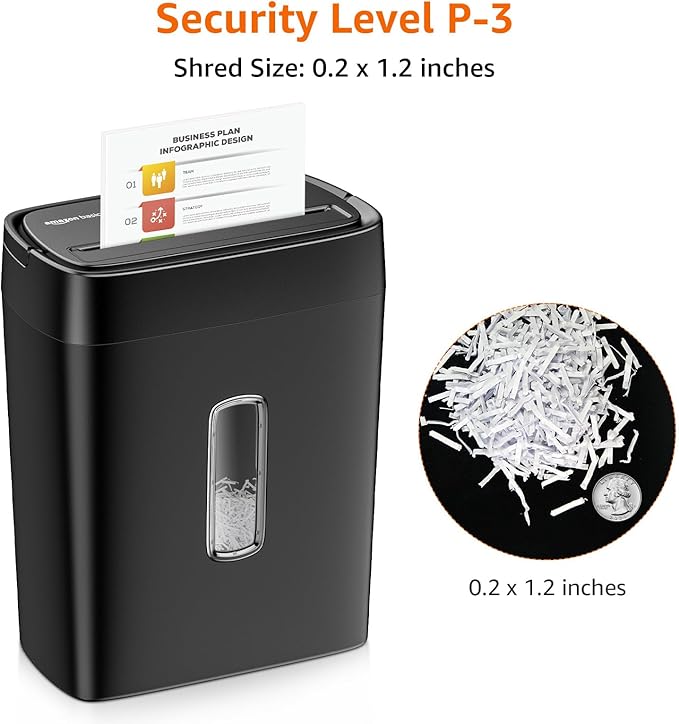 Amazon Basics Cross Cut Paper and Credit Card Shredder, 12 Sheet (New Model), Black