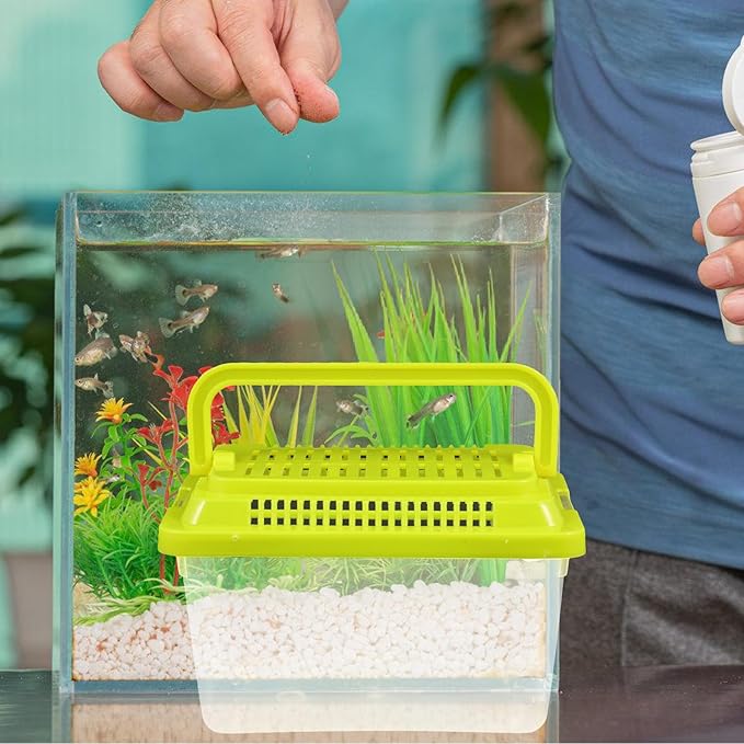Plastic Turtle Fish Tank with Handle, Clear Aquarium Container for Small Pets, Tortoise Habitat, Goldfish Bowl, Reptile Transport Box, 5.11 X 3.54 X 3.54 Inch