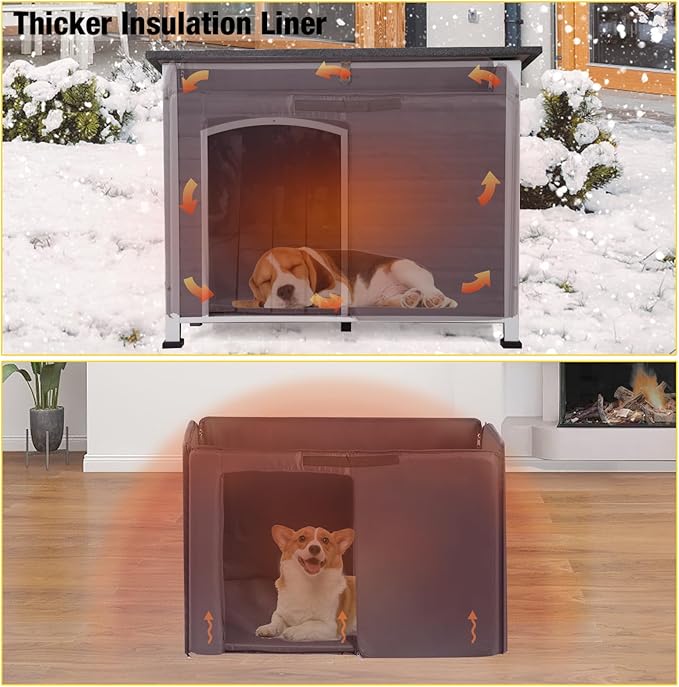 Aivituvin Insulated Dog House for Winter Outdoor Dog Kennel with All-Around Iron Frame- 100% Insulated Guarantee