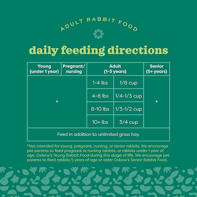 Oxbow Essentials Rabbit Food, Adult Rabbit, Made with Oxbow Timothy Hay, Pet Pellets with Vitamins & Minerals, Small Animal Pet Products, Bunny Supplies, Made in USA, Bunny Food, 5 lb