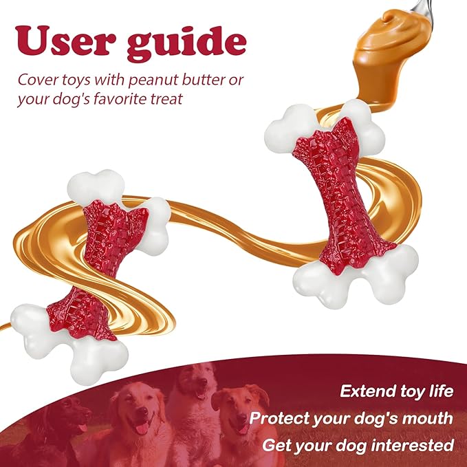 Tough Dog Toys, Dog Toys for Aggressive Chewers Large Breed, Aggressive Chew Toys for Large Dogs (2 Pack)