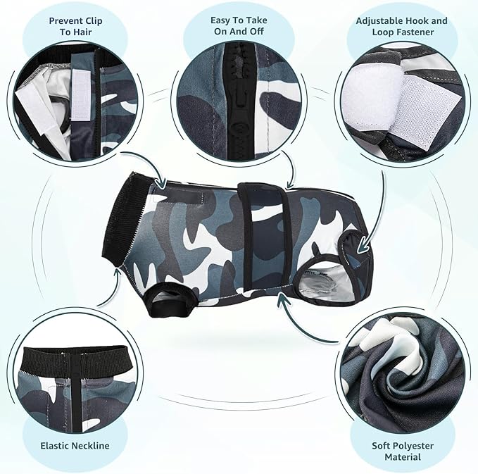 Lukovee Recovery Suit for Dogs, Zipper On Recovery Suit for Female Male Dog, Onesie Abdominal Wounds Cone E-Collar Alternative Prevent Licking Spay Recovery Suit (CF,XS)