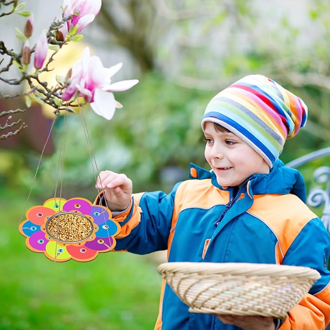 Fennoral 4 Pack Bird Feeder Kits for Kids Make Your Own Bird Feeders Wooden Art and Craft for Girls Boys Ornaments DIY to Paint Bird Feeders Craft for Spring Garden Outdoor Summer Activities Project