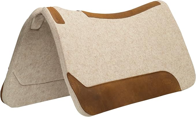 Weaver Equine 30" x 30" Contoured Wool Blend Felt Horse Saddle Pad, Shock Absorbing Western Saddle Pad for Protection, Durable Equine Supplies, Tan