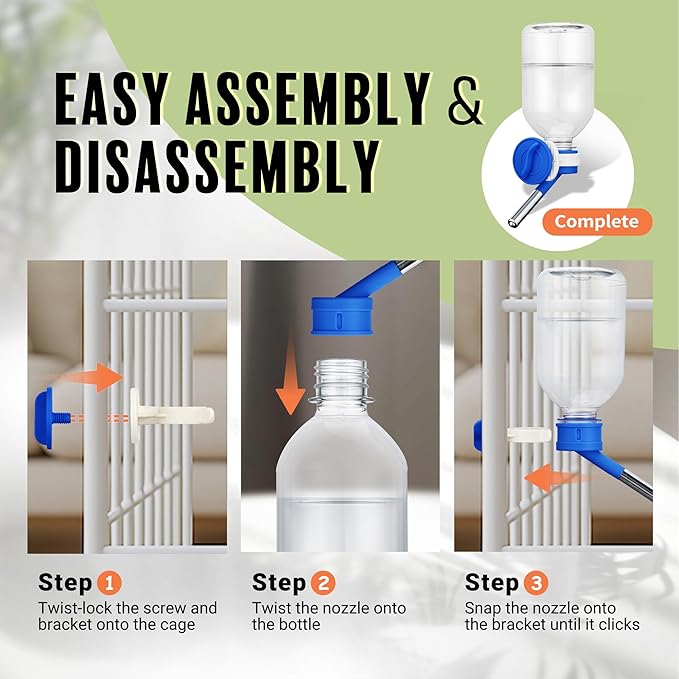 Choco Nose Patented No-Drip Water Bottle/Feeder for Guinea Pigs/Hamsters/Bunnies/Ferrets/Other Small Pets, Critters and Animals - for Cages, Crates or Wall Mount. 10.2oz. Nozzle 10mm, Blue (C128)