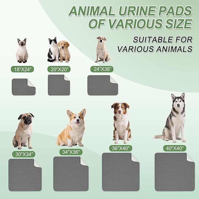 Washable Pee Pads for Dogs, Reusable Puppy Pads Dog Pads, Non-Slip Dog Pee Pads, Leak-Proof Pet Pee Pads Wee Wee Pads for Dogs. (Dark Grey, 18"x24"(Pack of 2))