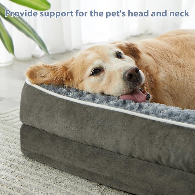 BFPETHOME Orthopedic Dog Beds for Large Dogs-Waterproof Sofa Dog Bed with Removable Washable Cover, Large Pet Bed with Waterproof Lining and Nonskid Bottom, Pet Bed for Dogs