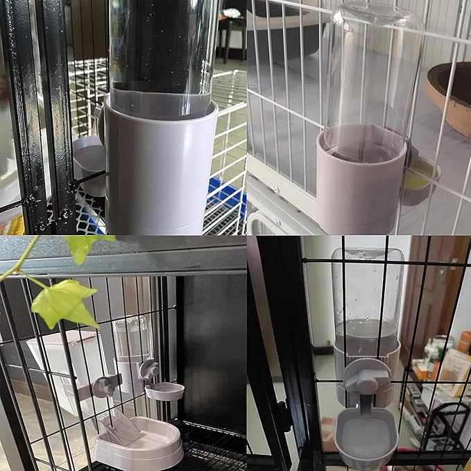 kathson 2Pcs Rabbit Water Bottle 17 OZ Bunny Hanging Water Fountain Automatic Guinea Pig Water Dispenser No Leak Drinking Feeder for Bunny Chinchilla Hamsters Cat Dog Small Animals(Grey)