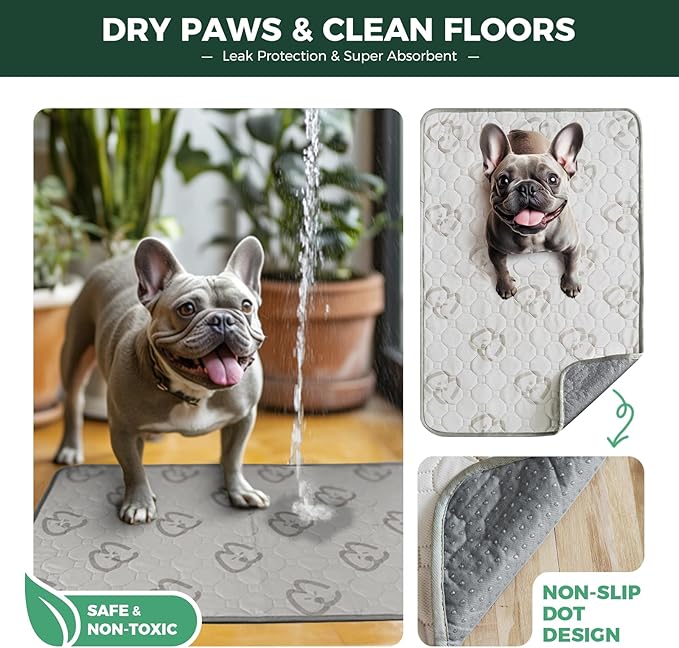 FXW Washable Pee Pads for Dogs, Puppy Pads with Super Absorbent, Specifically Designed for 30inch Cages, 29" × 18" Rectangle, Khaki, 1 Pack