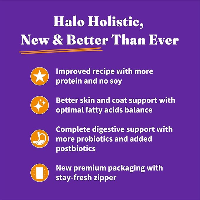 Halo Holistic Cage Free Chicken Cat Food, Grain Free Dry Cat Food, For Healthy Weight Support, Kibble for Indoor Cats, 3 lb Bag