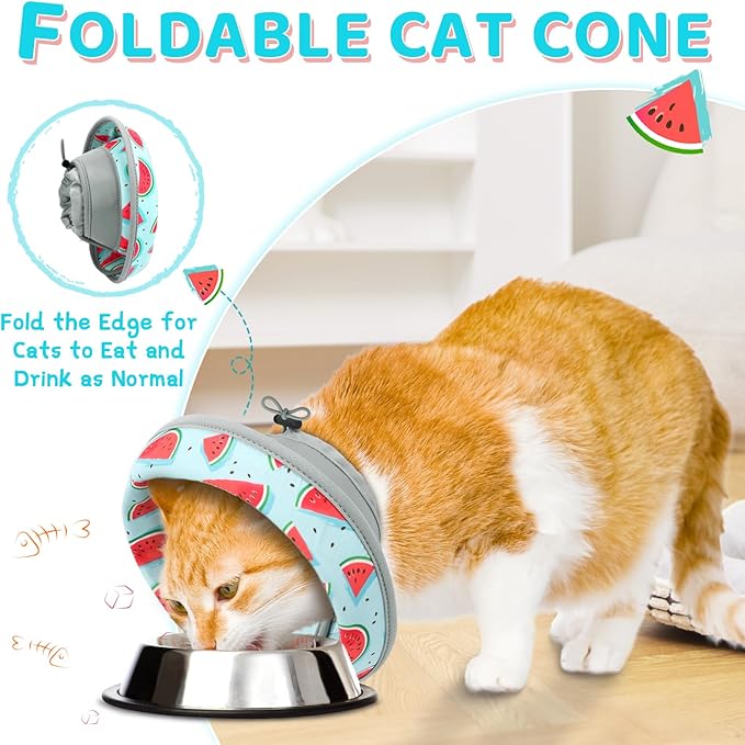 Cat Cone Collar Soft to Stop Licking, Adjustable, Foldable Lightweight Kitten Cones After Surgery Recovery for Cats & Kittens, Cat Cone Alternative (Blue, S)