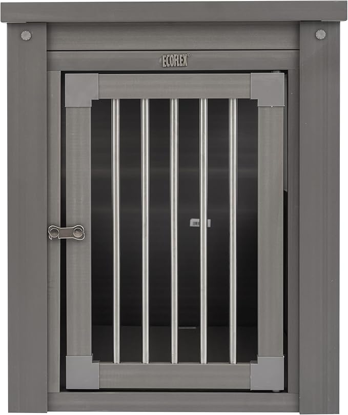 New Age Pet ECOFLEX Dog Crate End Table - Furniture-Style Pet Crate for Crate Trained Dogs - Stainless Steel Tubing & a Latched Closure - 10 Year Manufacturer's Warranty, Medium