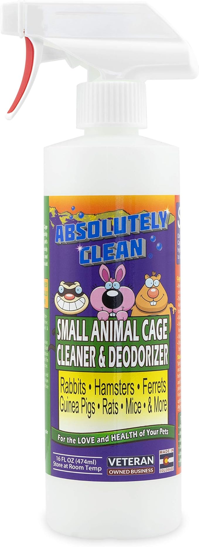Amazing Small Animal Cage Cleaner, Just Spray/Wipe, Easily Removes Messes & Odors - Hamster Cages, Mice, Rat Cage, Guinea Pig Cage, Rabbit Cage, Ferret Cage, Dog Cage - USA Made