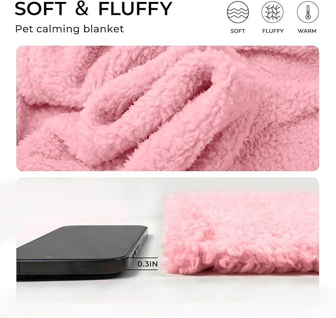 Luciphia 1 Pack 3 Calming Dog Blanket Fluffy Premium Fleece Pet Blankets Soft Sherpa Throw for Dogs Puppy Cat Pink Large (41" x31")