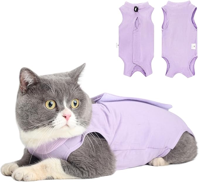 Cat Recovery Suit for Abdominal Wounds or Skin Diseases, Cat Onesie for Cats After Surgery Female Kitten Recovery Suit, Breathable E-Collar Alternative for Cats After Spay Anti Licking Wounds