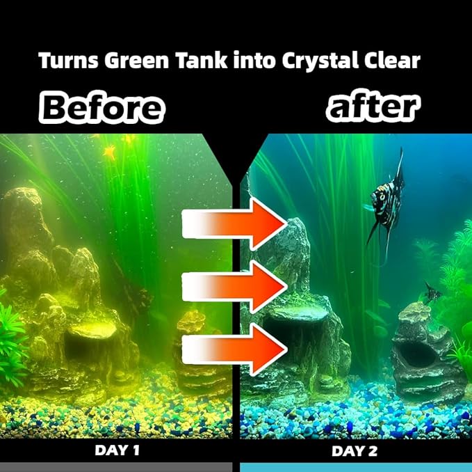 Aquarium Filter for 10-45 Gallon Tank, U-V Fish Tank Green Clean Machine Submersible Powerful Pump Canister Filter 158GPH for Pond Turtle Tank Saltwater Freshwater Crystal Clear Green Killing
