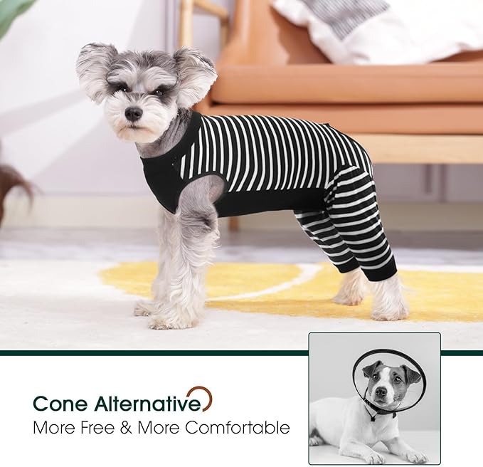 Kuoser Dog Recovery Suit for Back Legs,Soft Dog Surgery Suit with Sleeves to Stop Licking,Dogs Recovery Sleeve Elbow Protector Pet Surgical Onesie for Abdominal Wounds Dogs Cone Alternative,Black M