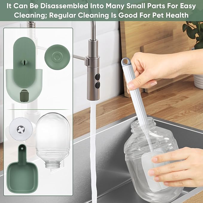 28oz Hanging Automatic Water Dispenser，Rabbit Water Bottle,Bunny Guinea Pig Ferret Water Bowl for Cage,Suitable for Small Animal Puppies(Cage Grid Spacing Over 1.2'') (Green)