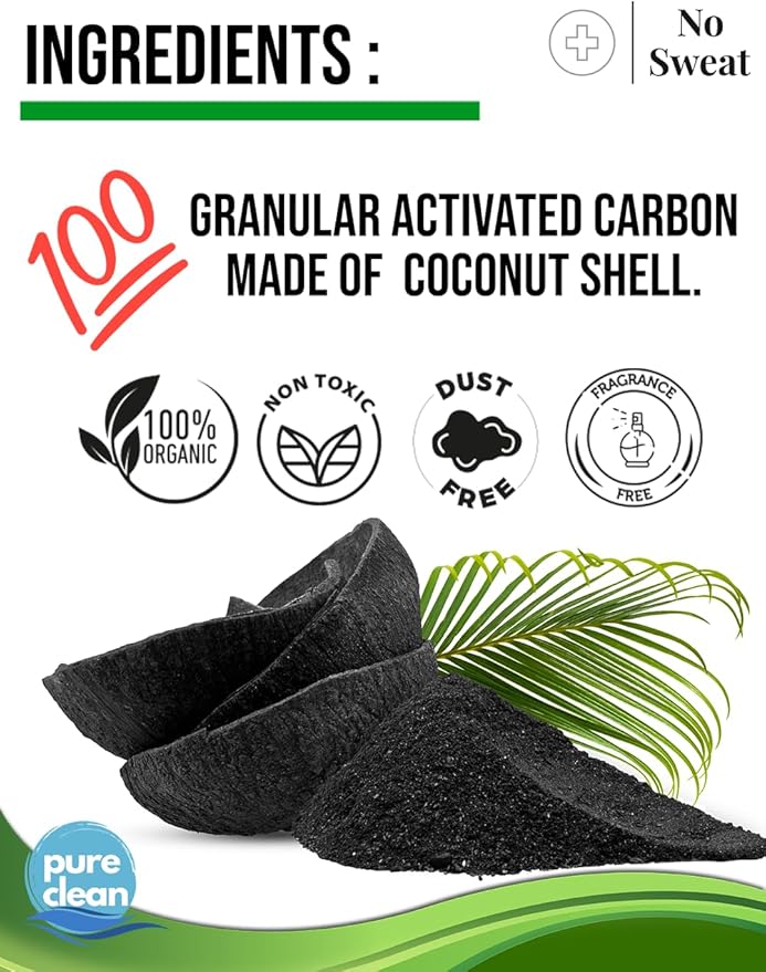 No Sweat Activated Carbon Cat Litter Odour Neutralizer- Made Of Coconut Shell -All Natural - None Chemical,Toxic Ingredients- Non-Scented-Planet Friendly-Disposable 10 Packs in One Box 250 GR