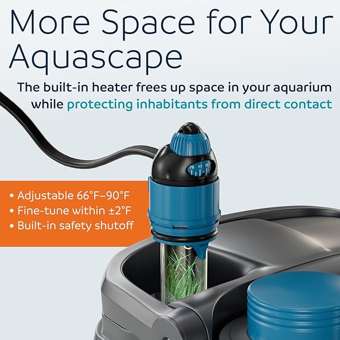 OASE BioMaster 2 Thermo 250 Canister Filter for Aquariums – External Aquarium Filter with Built-in Heater – EasyClean Pre-Filter, Quiet Operation – Freshwater & Saltwater, Up to 70 Gallons