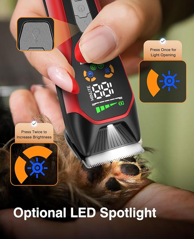 Wide Blade Dog Cat Clippers - Professional Cordless Grooming Tools for Thick Coats - Low Noise Pet Hair Trimmer Kit