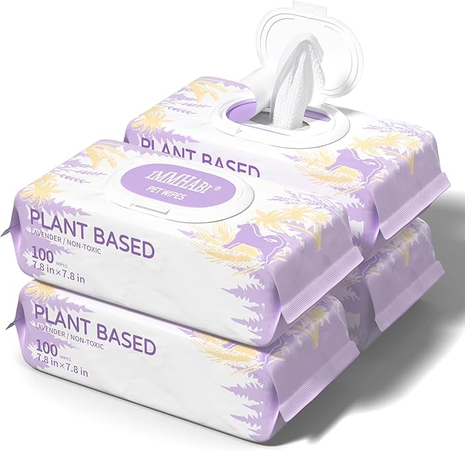 400 PCS Dog Wipes for Paws and Butt Hypoallergenic Pets Cleansing & Deodorizing Anal Gland Hygienic Puppy Wipes for Dogs Face and Body Wipes Cleaning Fur Doggie Wipes Doggy Wipes (Lavender)