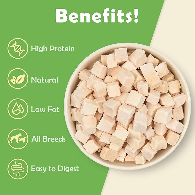 MON2SUN Freeze Dried Chicken Cat and Dog Treats, Single Ingredient Natural and Healthy Dog Snacks, High Protein Training Treats & Food Topper, 3.5oz