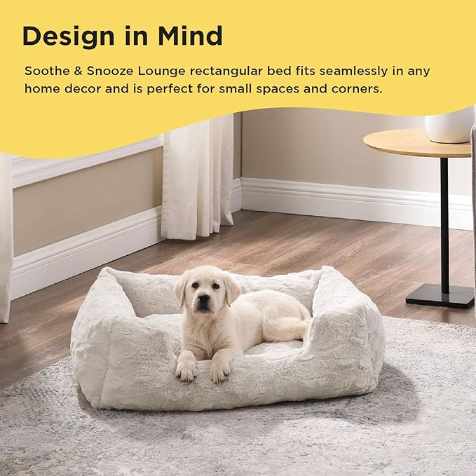 Best Friends by Sheri Lux Lounge Bed Calming Faux Fur Dog Bed, Oyster, Cream, Medium, 30" x 20"