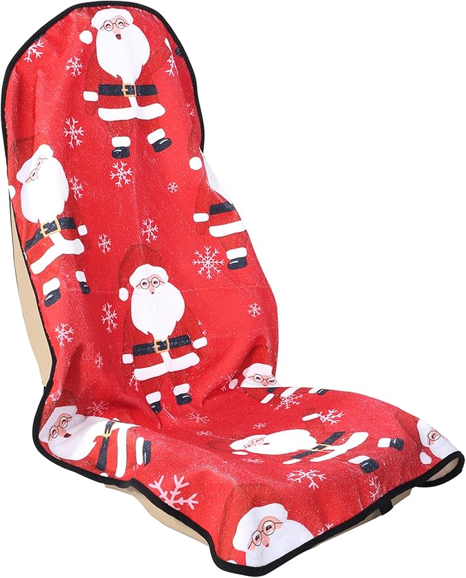 Car Seat Cover Protector Front Seats,for Gym Workout,Running,Swimming,Beach and Hiking,Waterproof Sweat Towel Bucket Seat Covers for Cars SUV Trucks (Santa Claus, 1Pcs)
