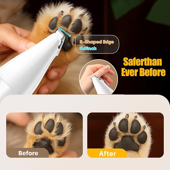 Dog Clippers Grooming Kit, 4-in-1 Low-Noise Dog Paw Trimmer, Shaver, Nail Trimmer and Nail Grinder 2025 New Electric Cordless Pet Grooming Kit